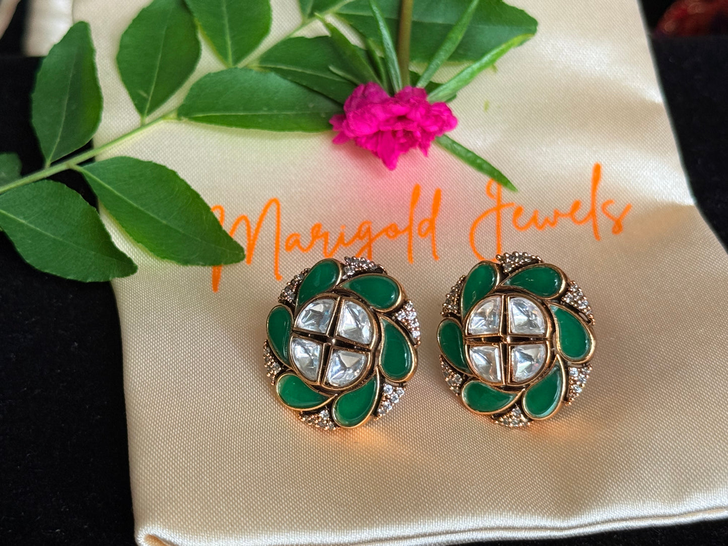Royal Green Petal Studs