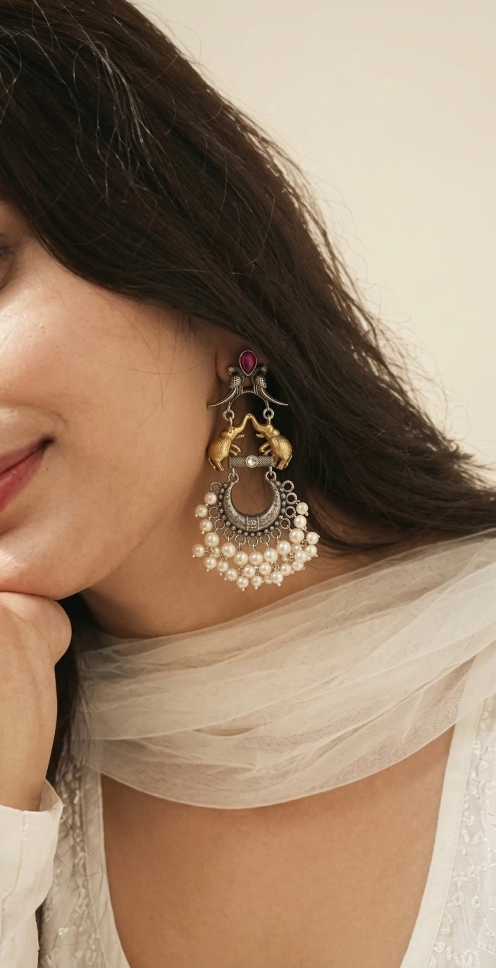 Gajraj Pearl Chandbali Earrings