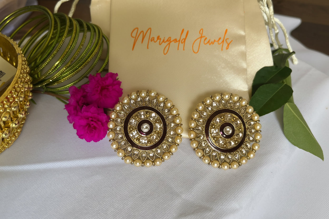 Surya Kundan Pearl Studs