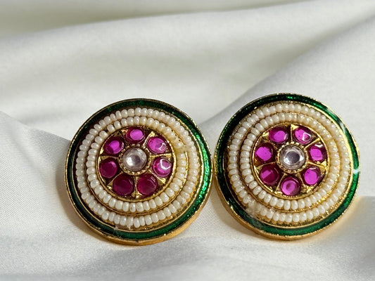 Ruby green swirl earrings