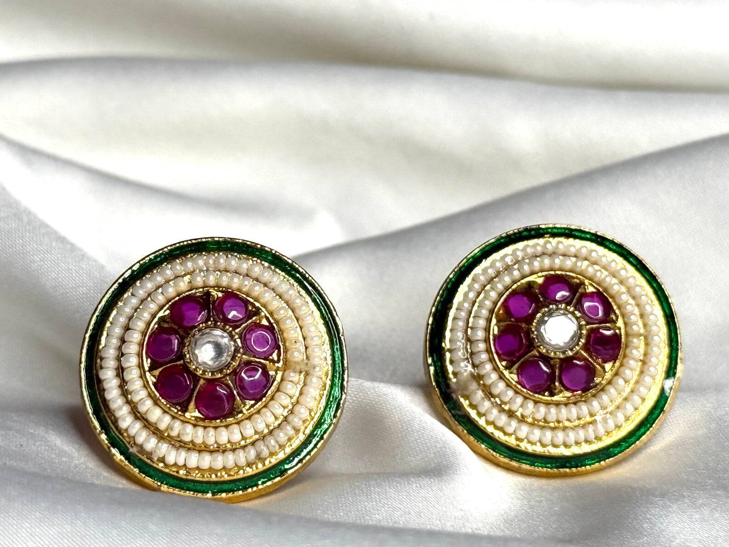 Ruby green swirl earrings
