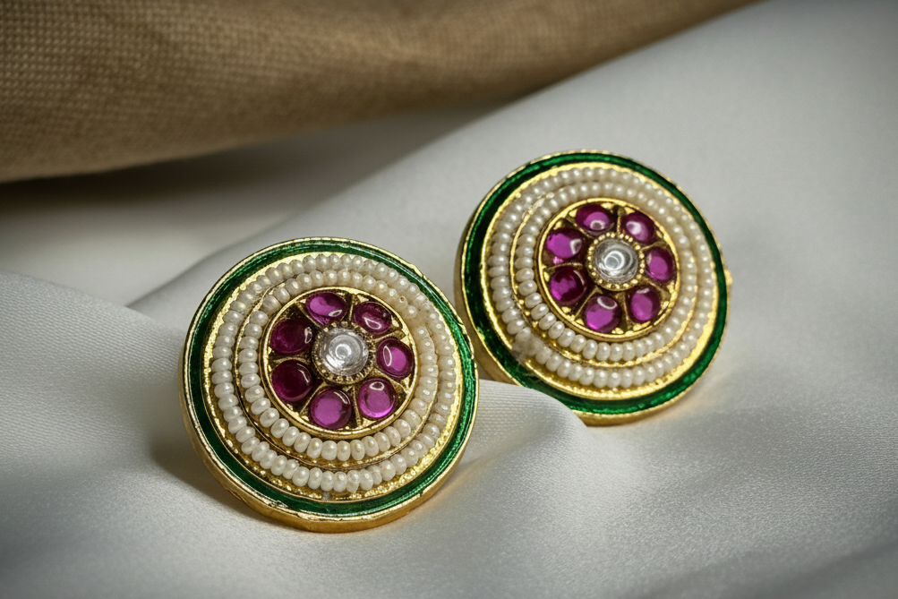 Ruby green swirl earrings