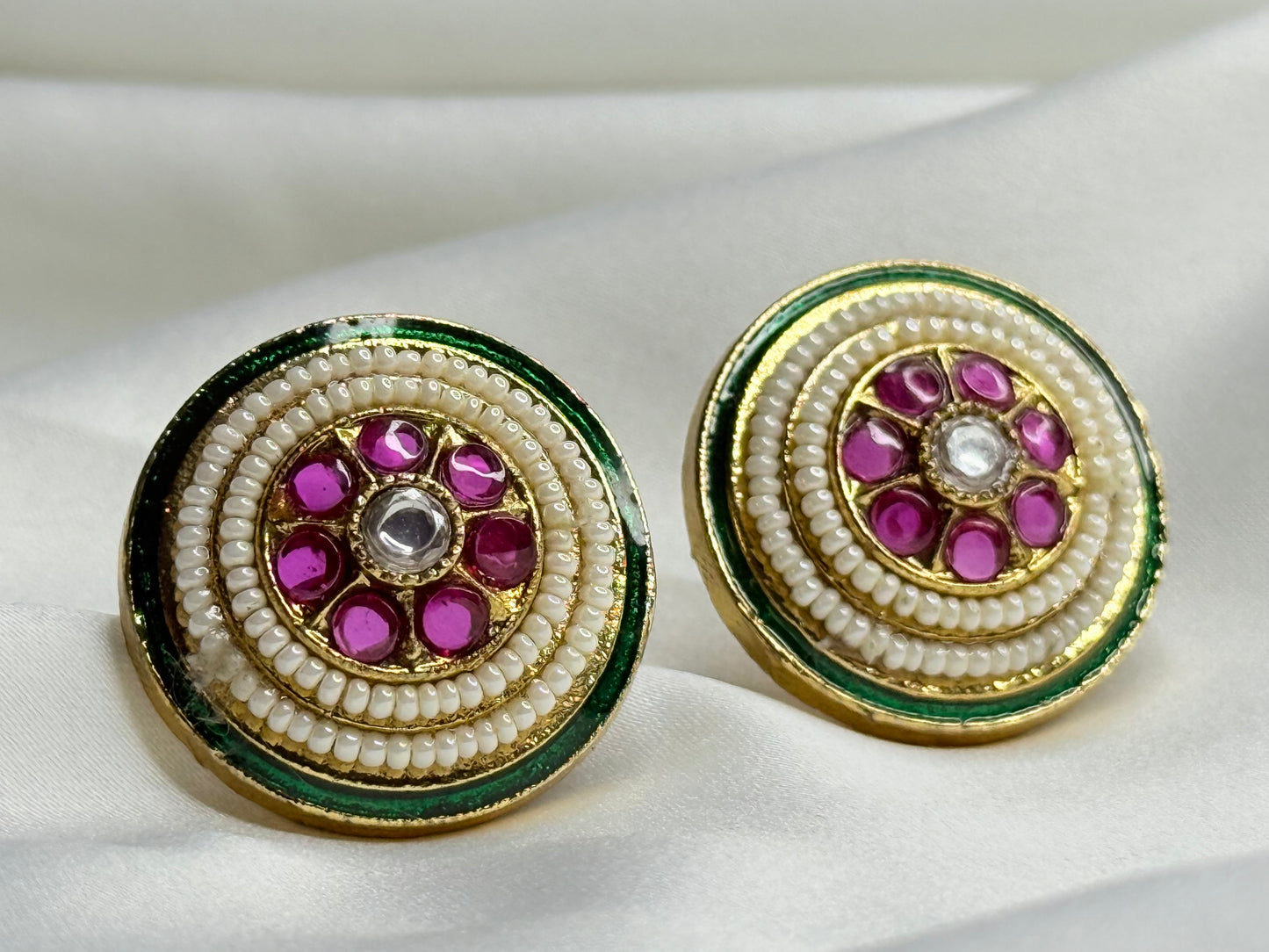 Ruby green swirl earrings
