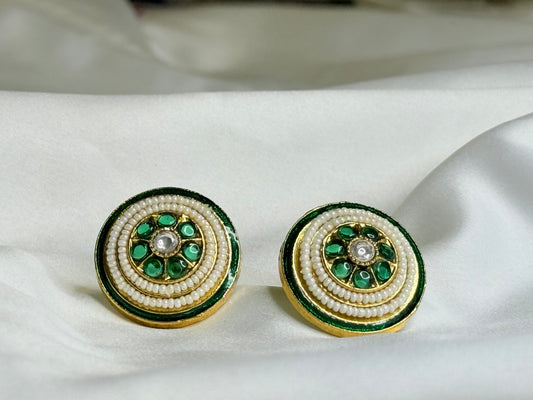 Green white swirl Earrings