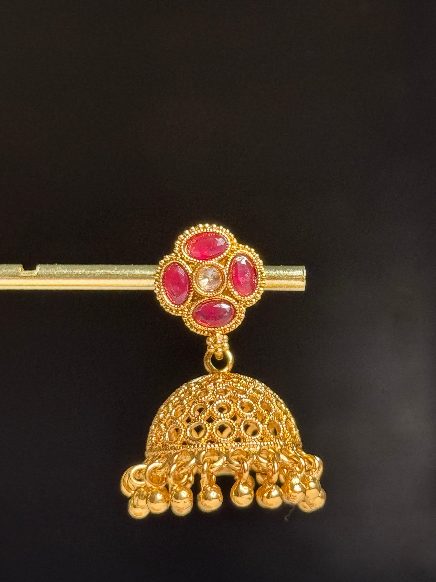Kanak Phool Jhumki (ruby red)