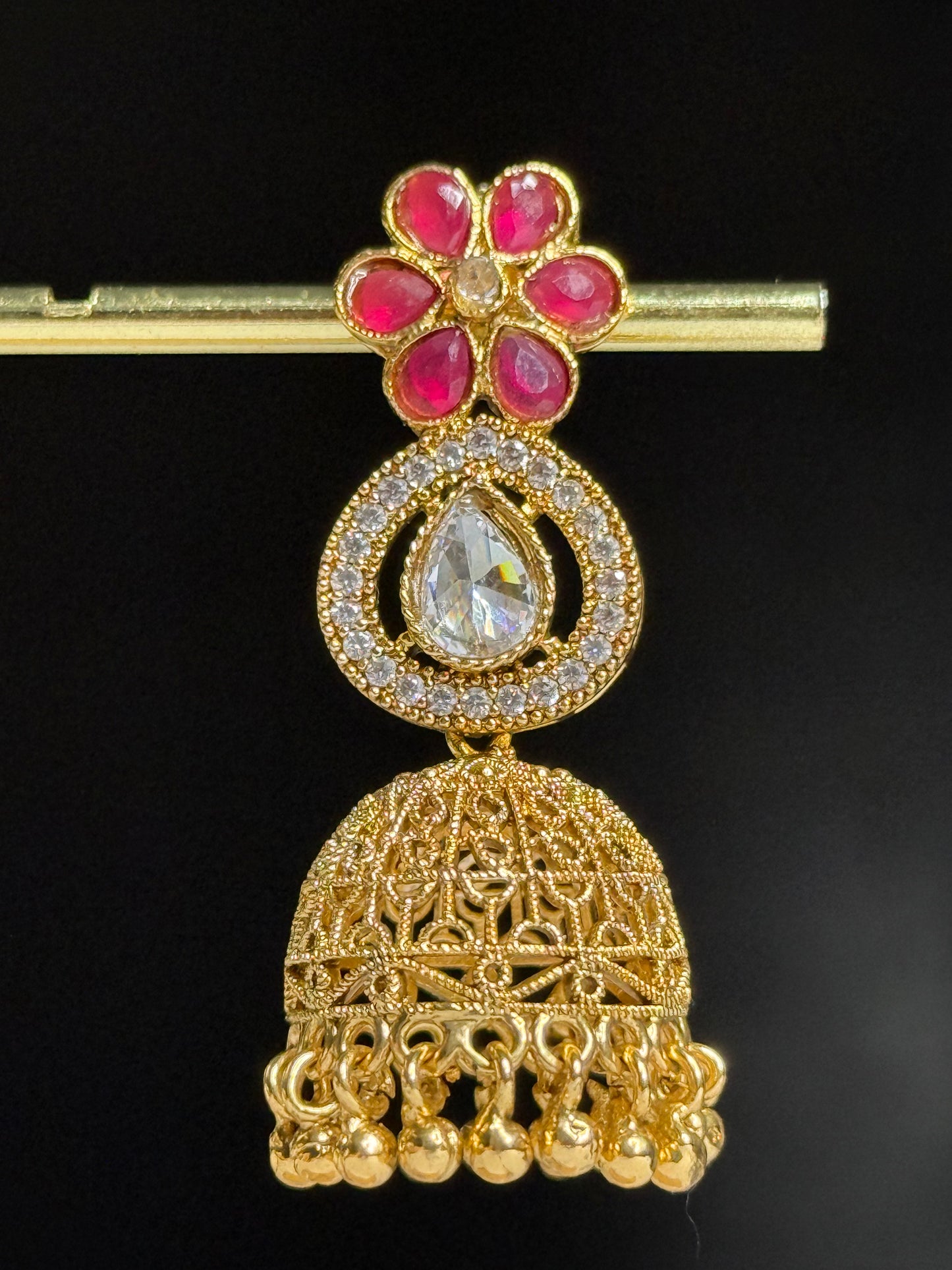 Radiant Ruby floral Jhumkas