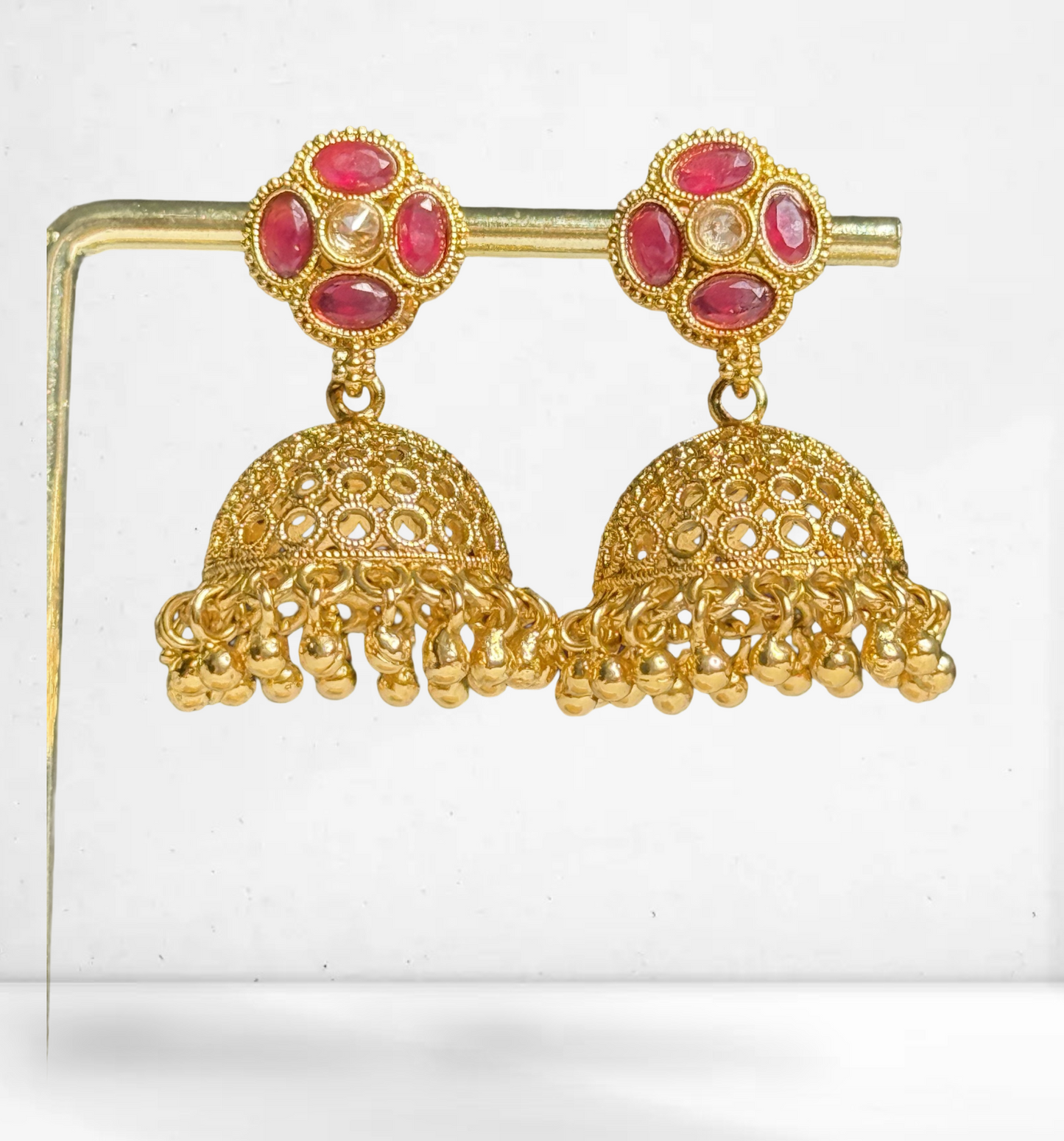 Kanak Phool Jhumki (ruby red)