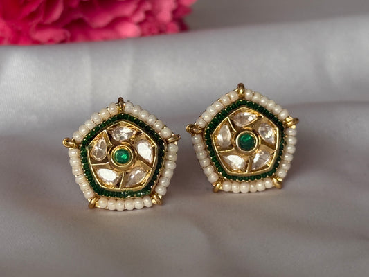 Rajsi Pearl Kundan Studs