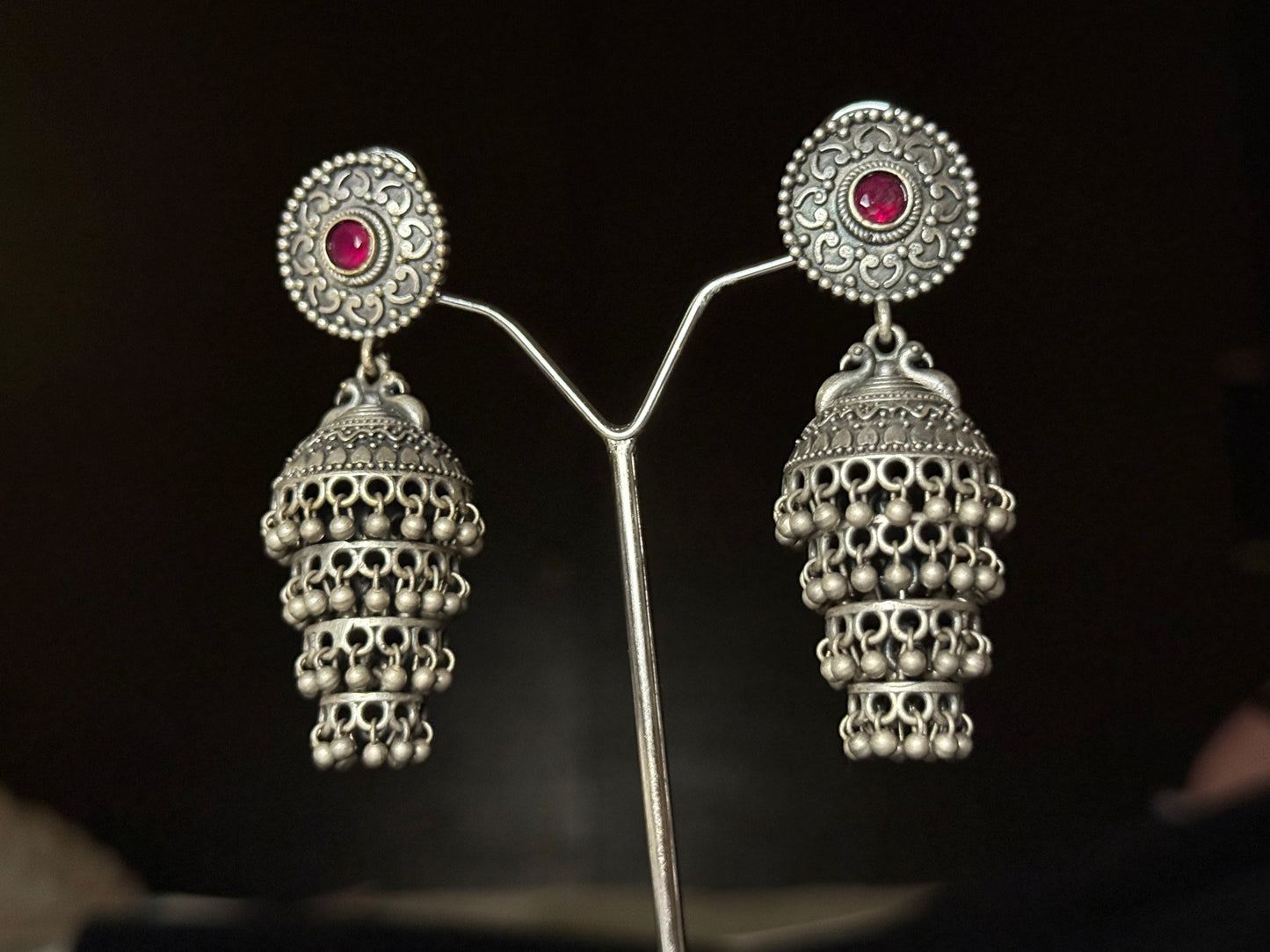 Tarang Jhumkas (ruby pink)