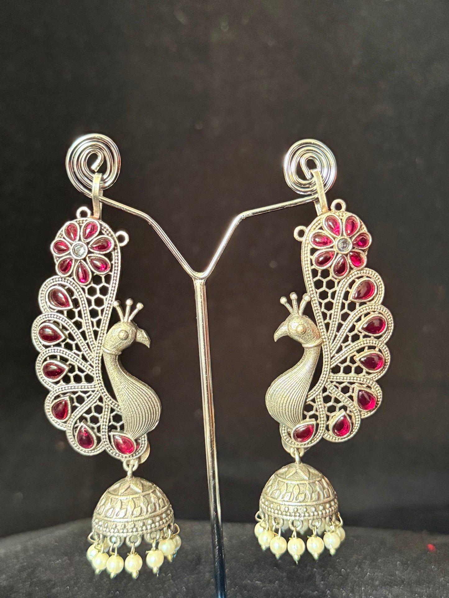 Ruby Peacock Jhumkas