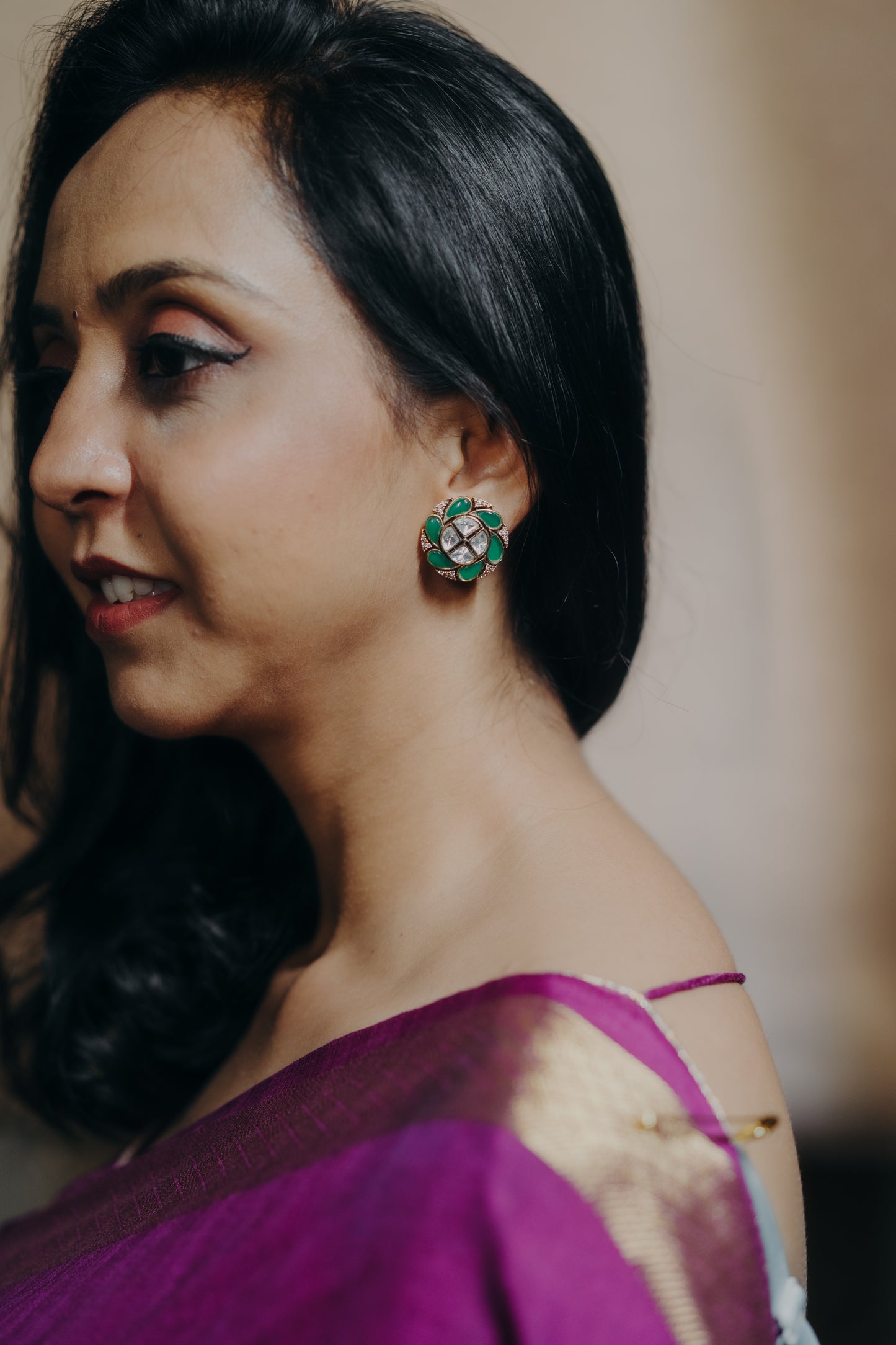 Royal Green Petal Studs