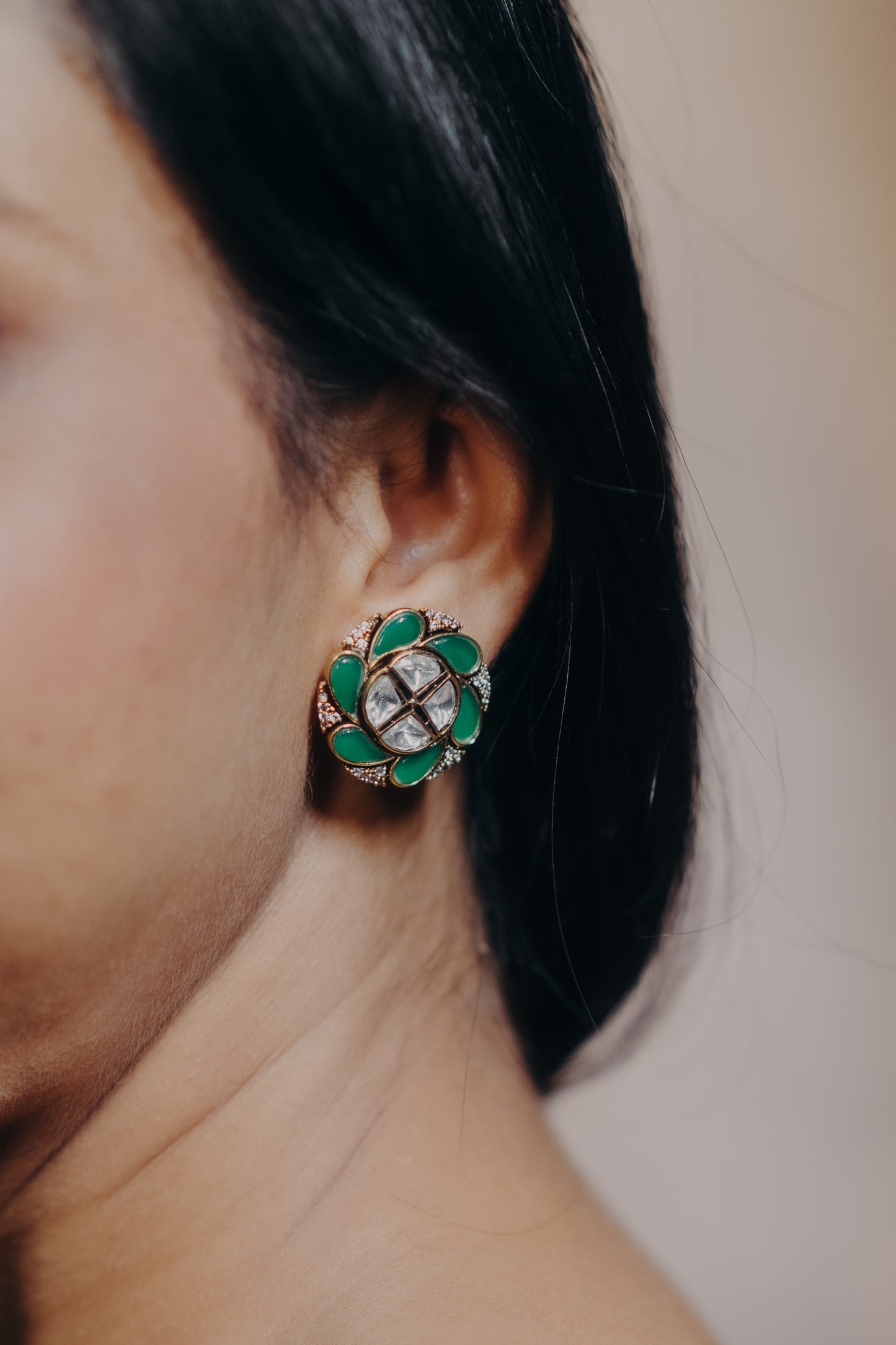 Royal Green Petal Studs