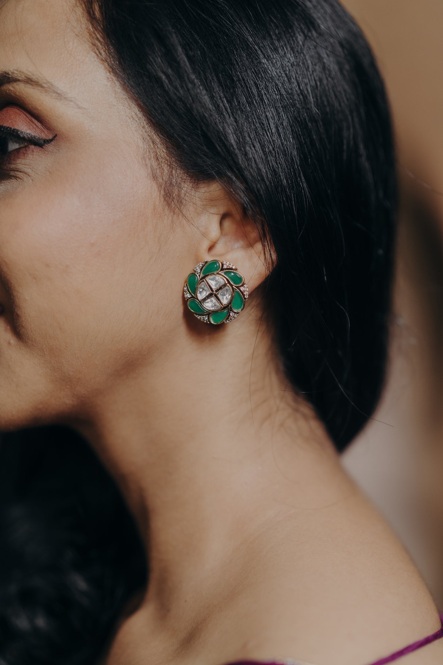 Royal Green Petal Studs