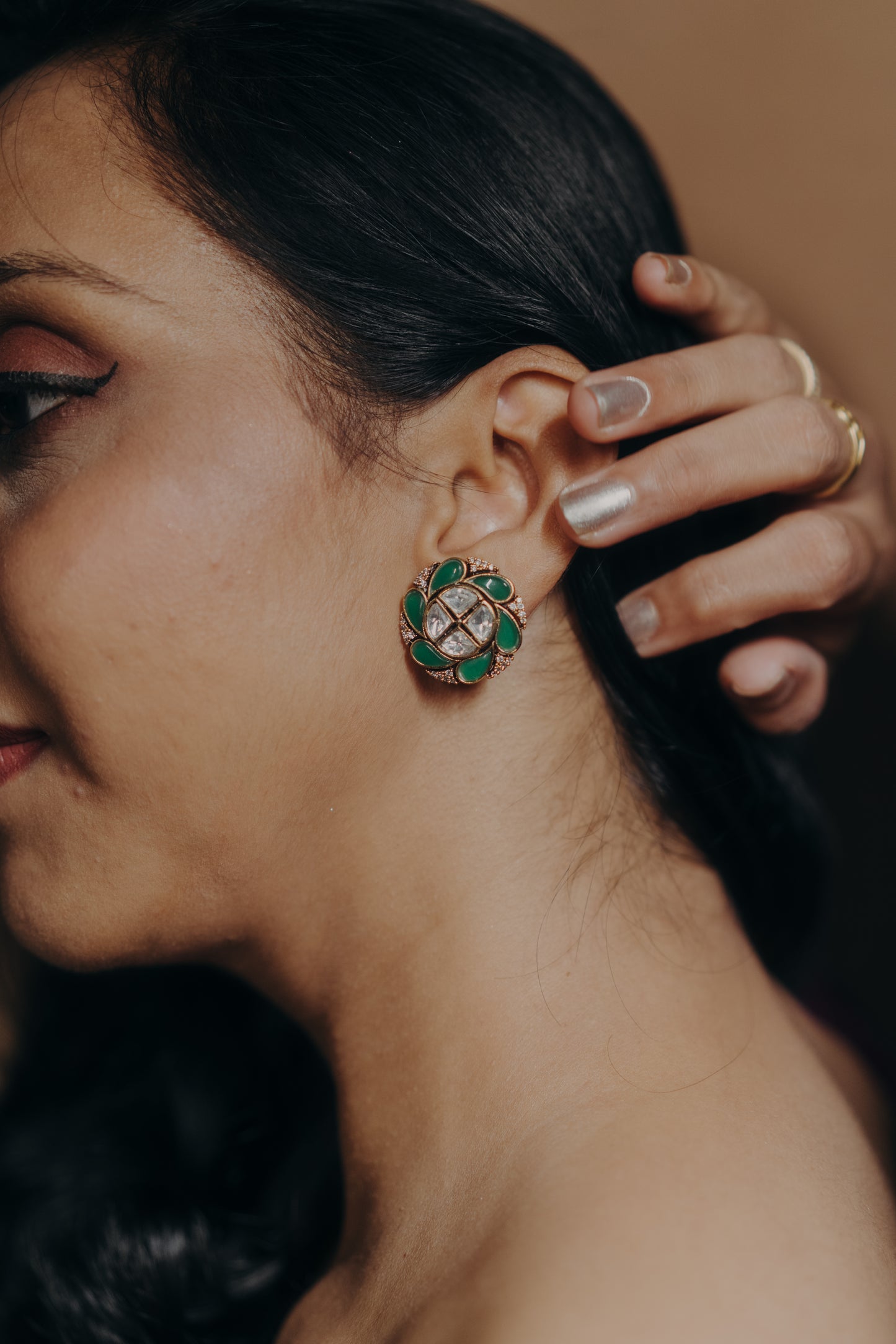Royal Green Petal Studs