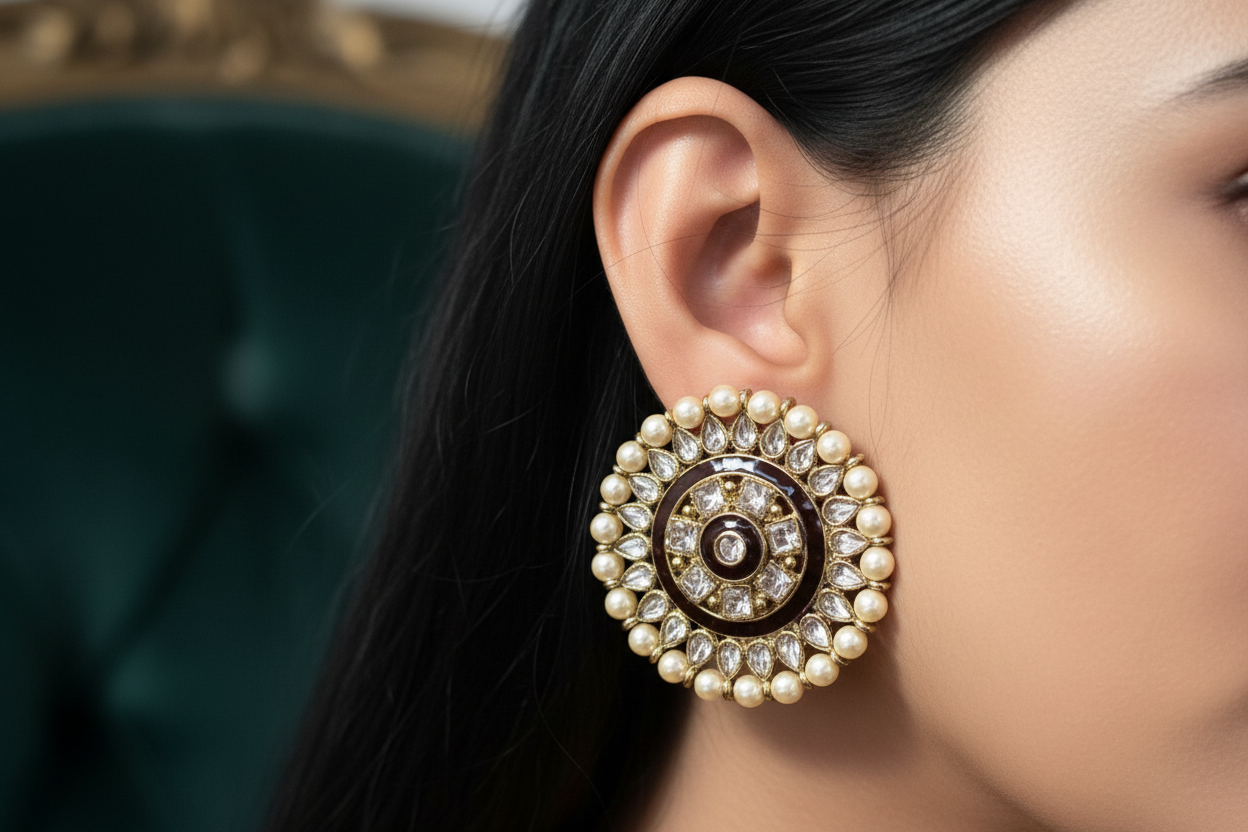 Surya Kundan Pearl Studs