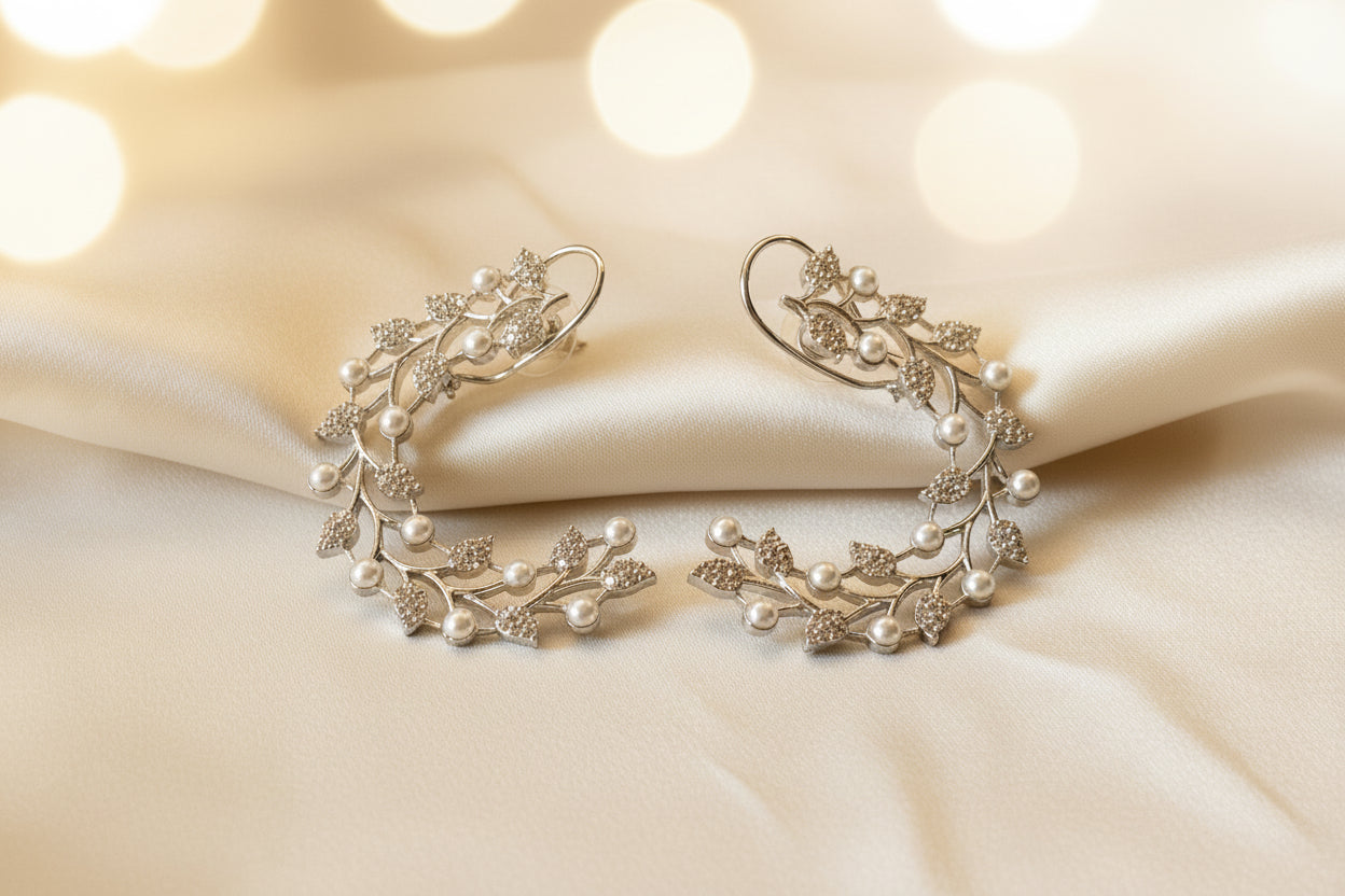 Ethereal Vine Pearl Hoops