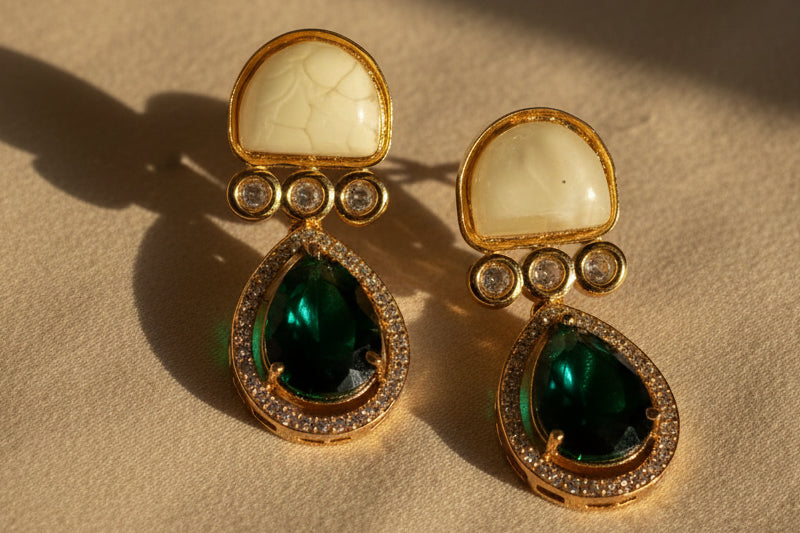 The Ruhani emerald Drop Earrings