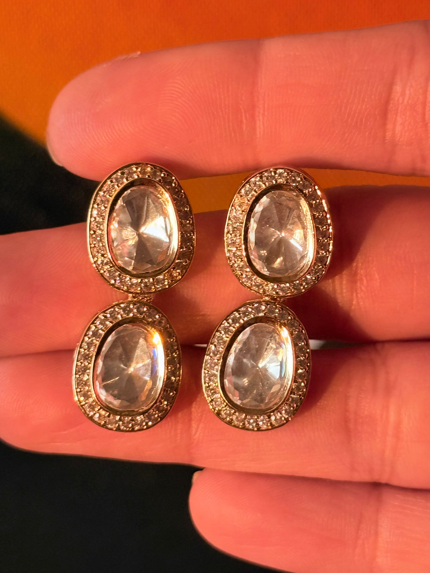 The Noor Oval Bridal Earrings