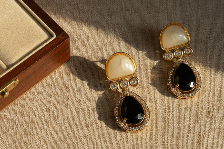 The Ruhani black  Drop Earrings