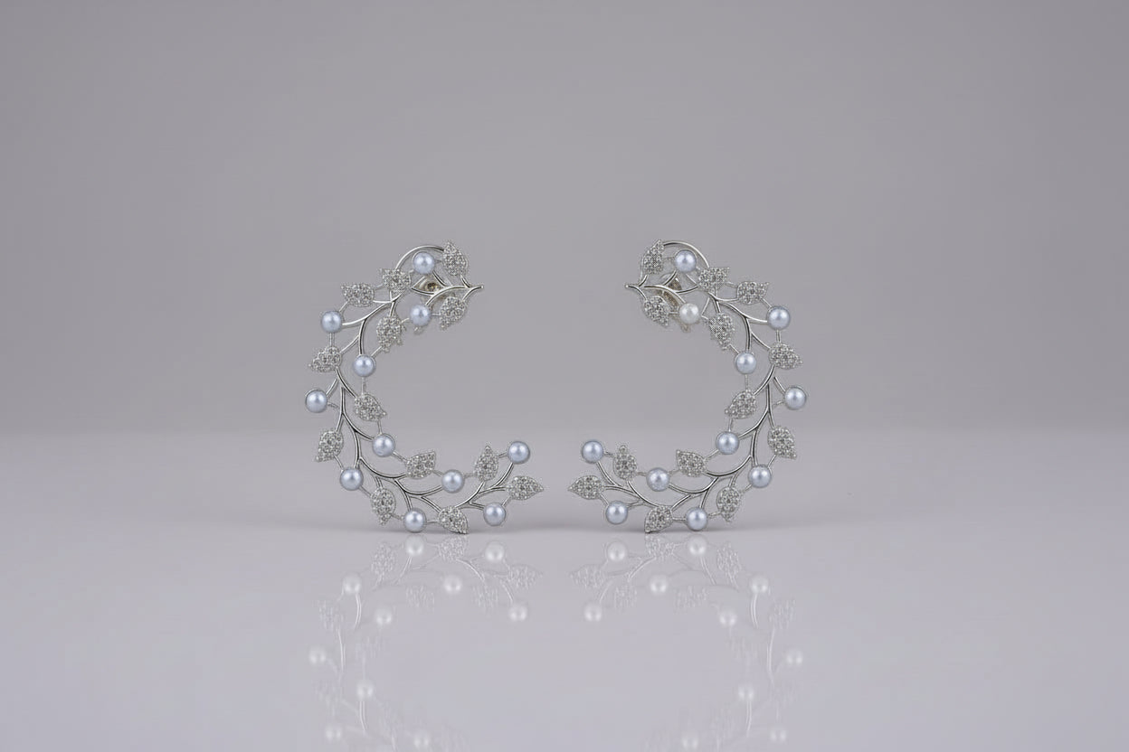 Ethereal Vine Pearl Hoops