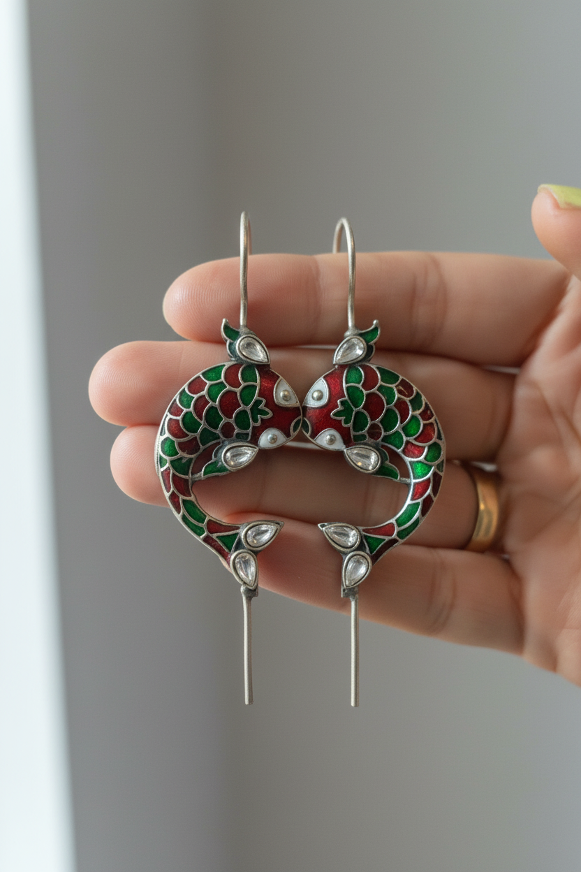 Matsya Meenakari Ear Cuffs