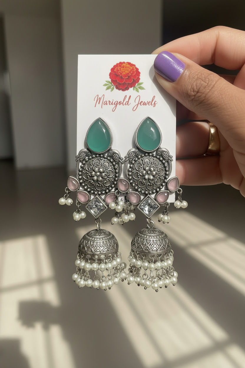 Aarini Jhumka Earrings( German silver )