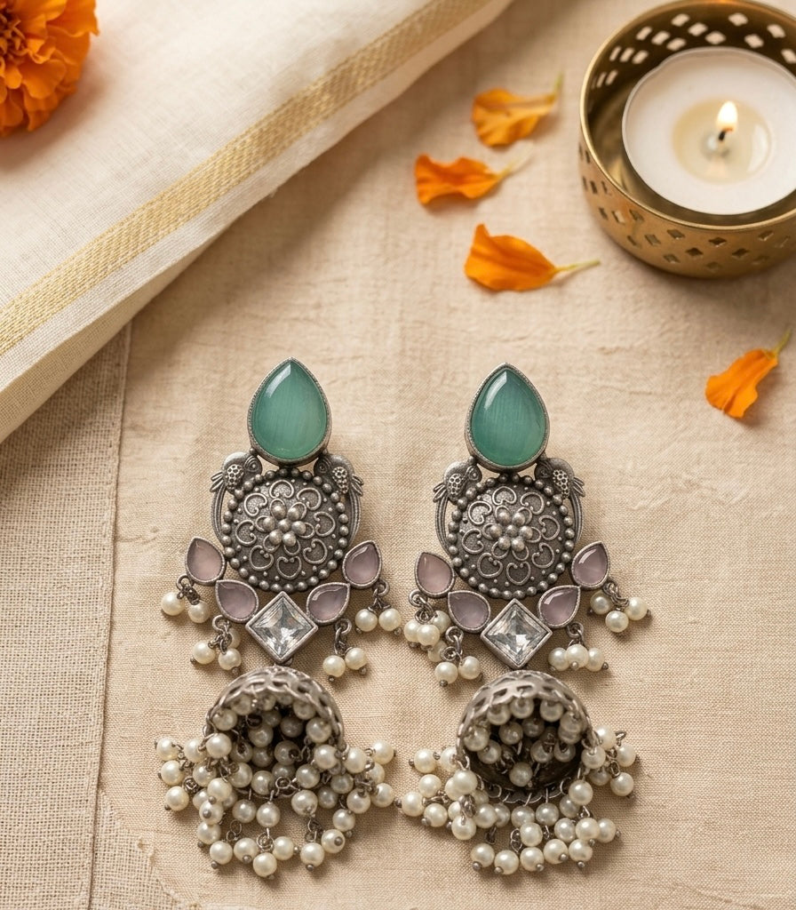 Aarini Jhumka Earrings( German silver )
