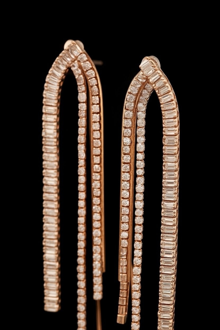 Rose Gold Diamond Curve Earrings