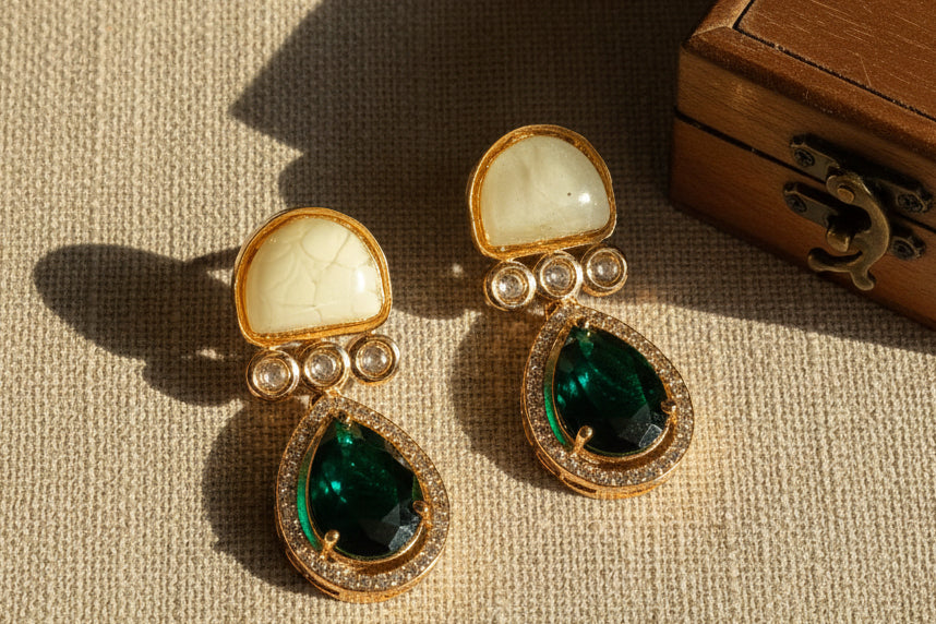 The Ruhani emerald Drop Earrings