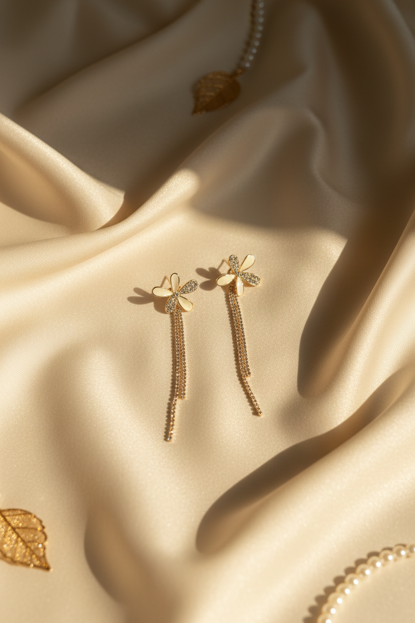 Daisy Sparkle Tassel Earrings
