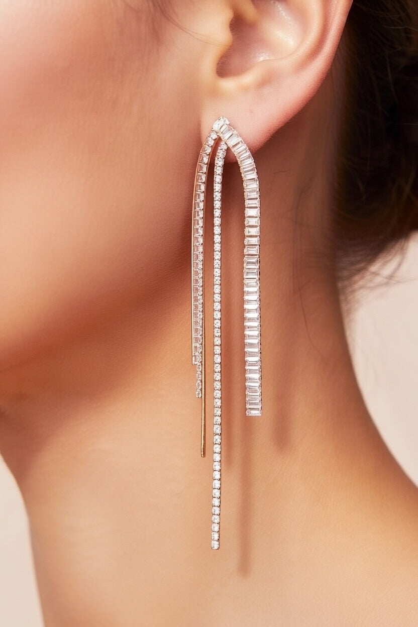 Rose Gold Diamond Curve Earrings