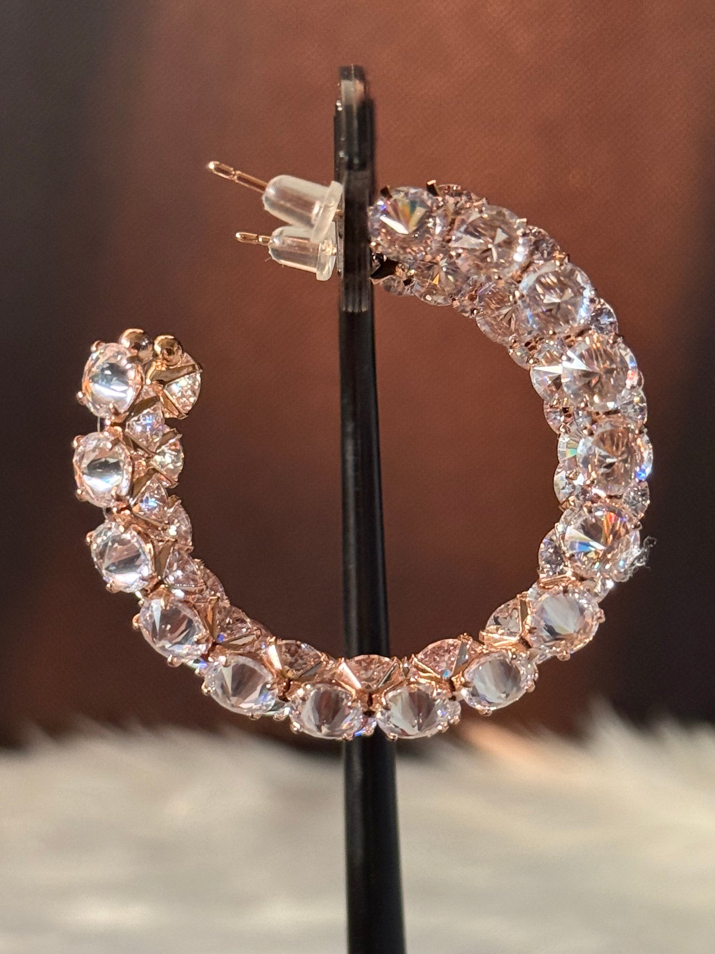 Rose Gold Crystal Statement Hoops
