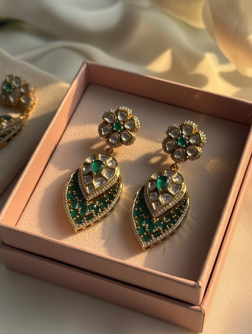 Emerald Veil Danglers 💚