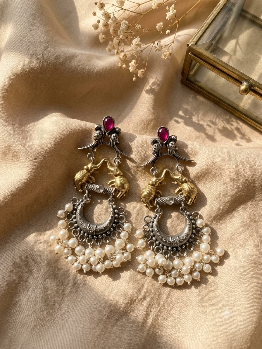 Gajraj Pearl Chandbali Earrings
