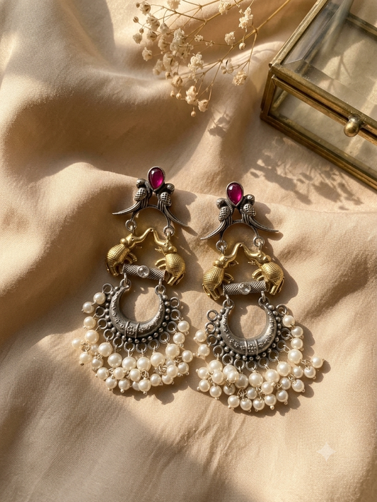 Gajraj Pearl Chandbali Earrings