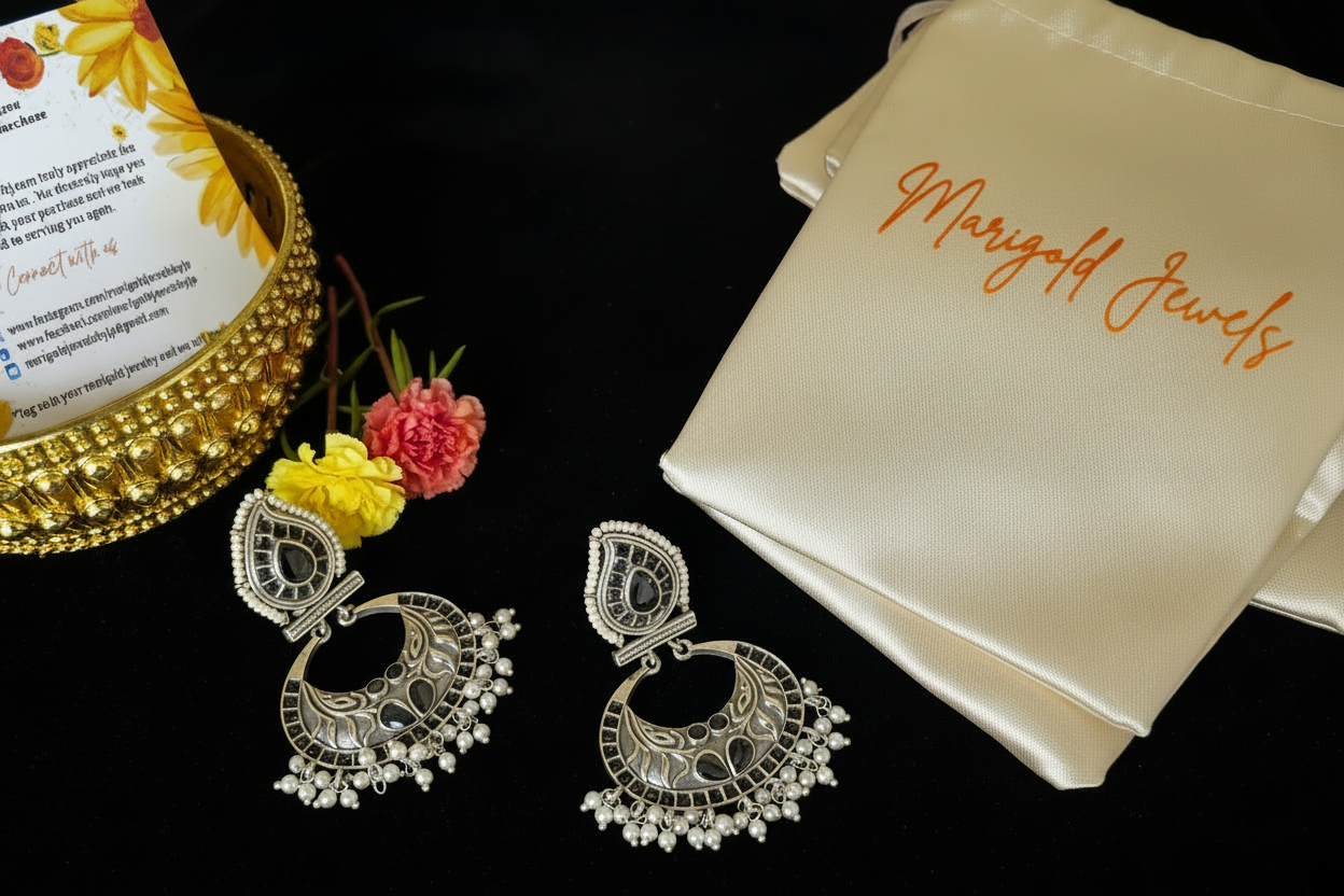 Rajwari Jhumkas ( black )