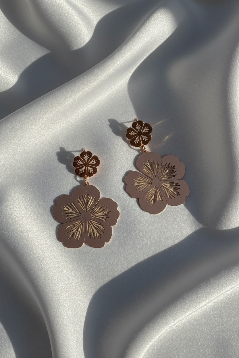 Sunlit Blossom Earrings( rose gold )