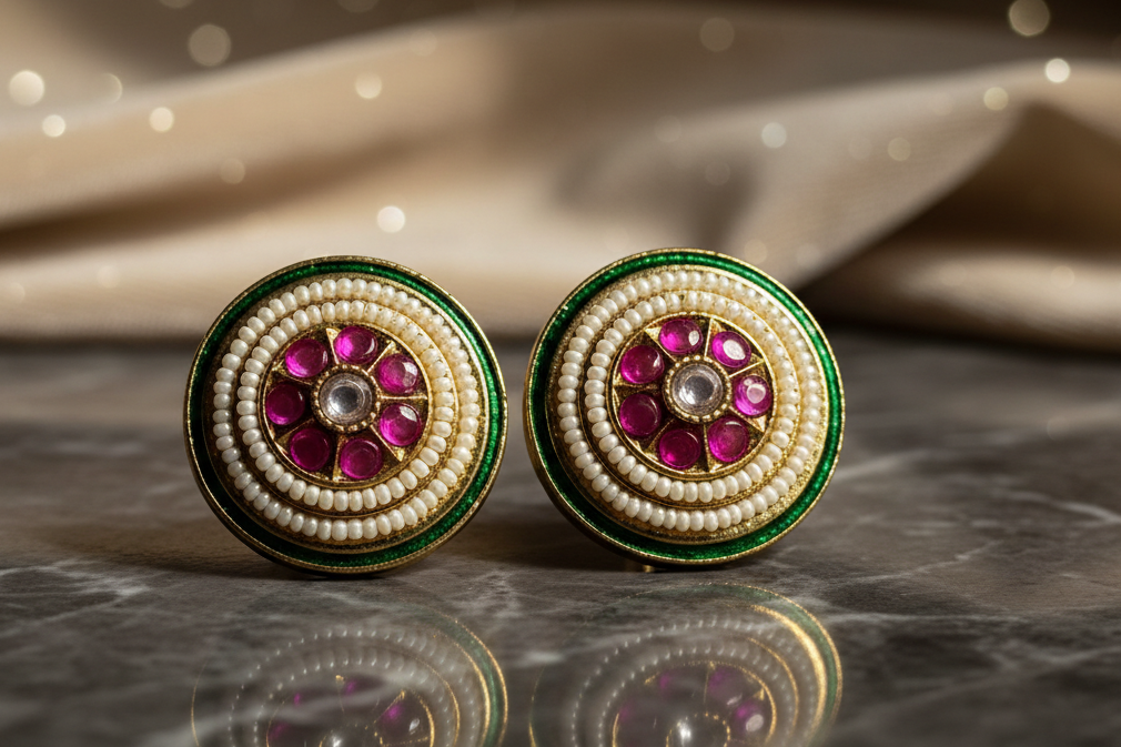 Ruby green swirl earrings