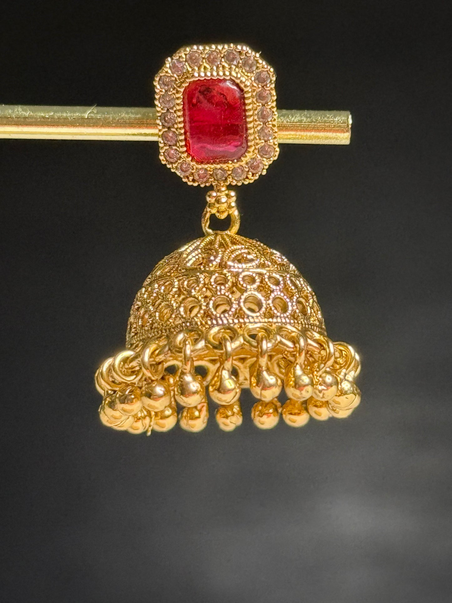 Gold-Tone Stone-Studded Jhumkas