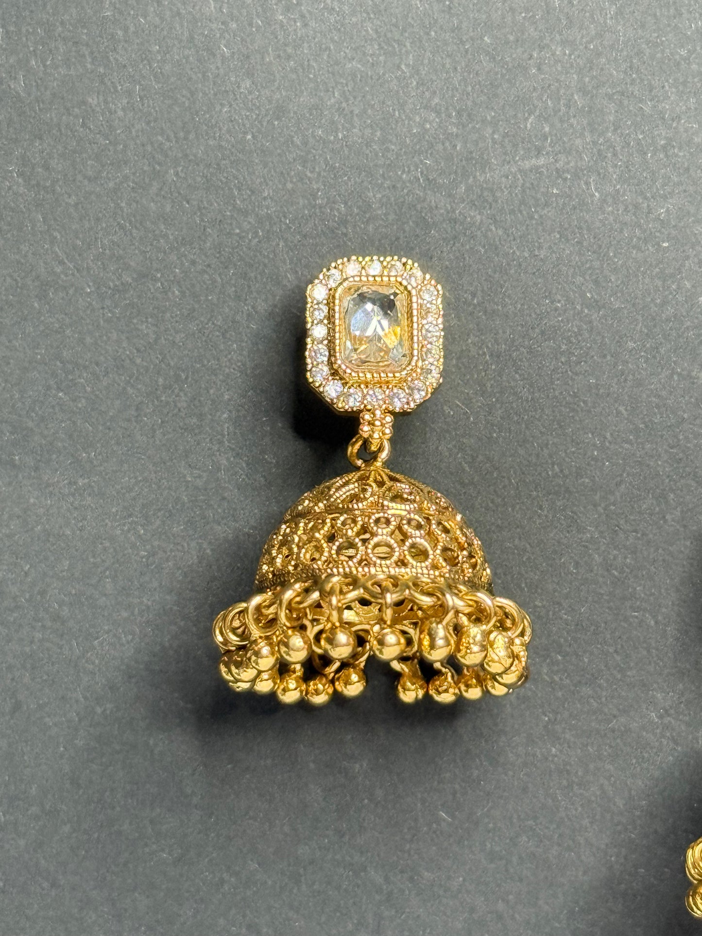 Gold-Tone Stone-Studded Jhumkas