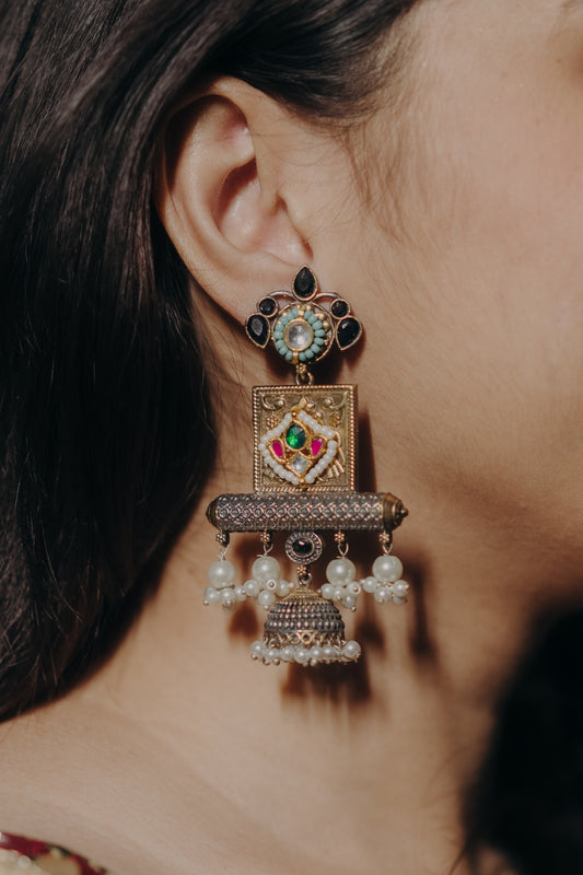 Meera’s Royal Charm jhumkas (black)